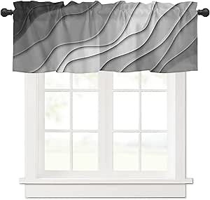 Ombre Valances for Windows Kitchen Valance Curtains with Wide Rod Pocket Modern Abstract Geometric Valance Curtains Bathroom Curtain Valance Black Gray Window Valances for Kitchen Bathroom 54"x18"
