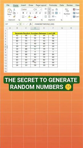 Random Number Generator Built Into Excel #exceltutorial #excel #shorts