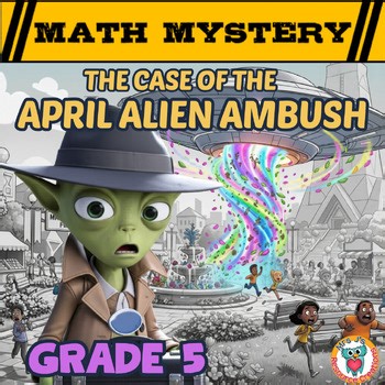 5th Grade Math Mystery Spring April Math Review Decimals Fractions Coordinates +