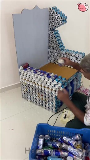 Creative Chair Making Using Old Tin and Bottles - Garden Decor Ideas