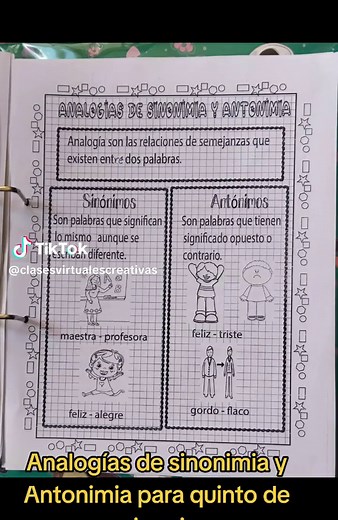 Sinónimos y Antónimos para Quinto de Primaria