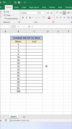 Change Meter to Inch in Excel 👍 #exceltips #exceltricks #exceltutorial #Excel | computernotion