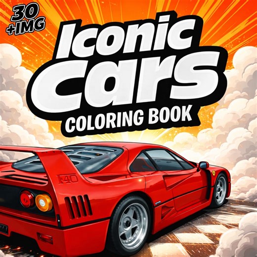 Iconic Car Coloring Book – 40  Vintage Automotive Pages (PDF Download) - Etsy
