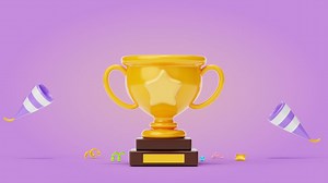 Cartoon Trophy with Celebration | Free Stock Video Footage