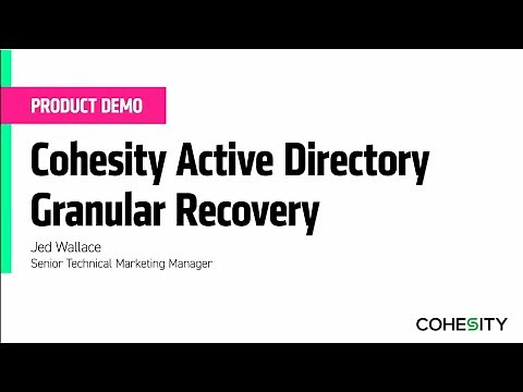 Cohesity Active Directory Granular Recovery