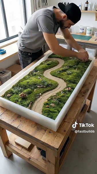 Handmade Countryside Grass Field Epoxy Resin Table #xuhuong #epoxytable #satisfying #diycrafts #oddlysatisfying