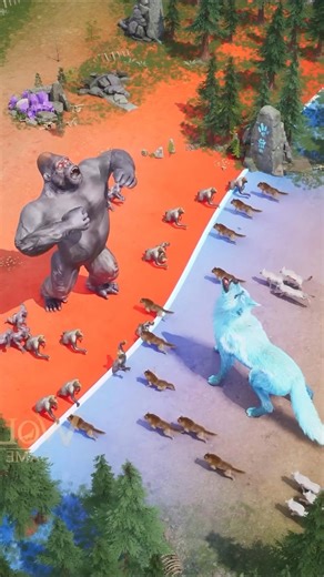 🐺Wolf Vs🦍 Big Gorilla😱 Who Is Winner! #shorts #wolfgame #kingkong #wolf