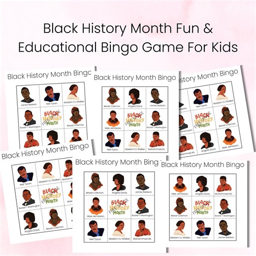 Black History Bingo Game for Kids | Printable Classroom Activity (digital Download) - Etsy