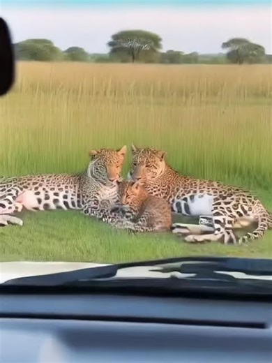 Leopard Family Sharing Pure Love — Filmed From a Safari Jeep