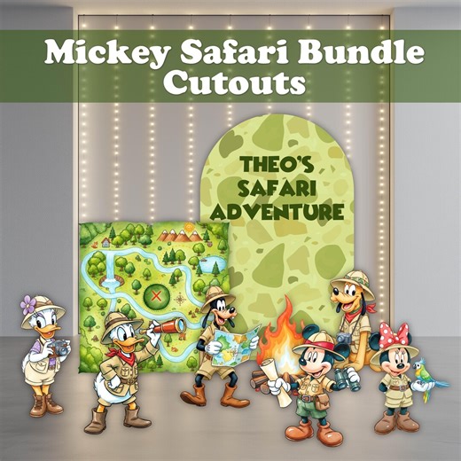 Safari Mickey Mouse Cutouts, Animal Kingdom Birthday Party Decor, Jungle Baby Shower, Custom Backdrop - Etsy