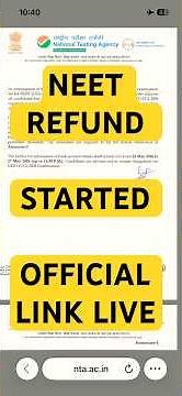 NEET 2026 Application Fee Refund Started 💰 Official Refund Link Live!