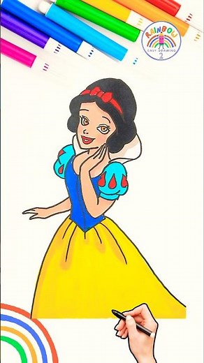 Disney Princess Drawing Tutorial | How to Draw Snow White Easy 🌈👸🏻 #disney #draw #princess #shorts