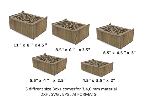 Nesting Laser Cut Boxes SVG, 5 Sizes Storage Gift Box Template (digital Download) - Etsy