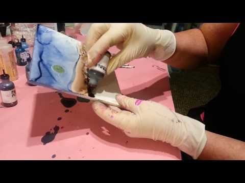 Alcohol Ink birch tree painting on tile by Jewel