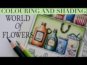 Colouring in World of Flowers | Bottles and jars | Johanna Basford | Adult colouring | Polychromos