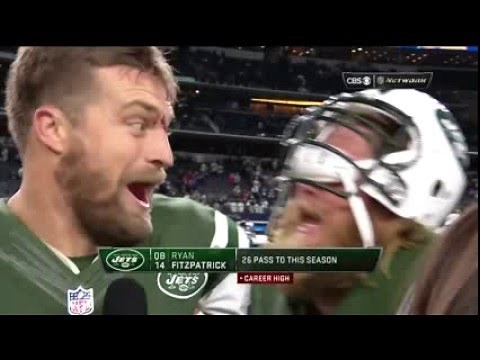 Ryan Fitzpatrick Photobombed by Nick Mangold, Asks 'Is This Live?' | Jets vs. Cowboys | NFL