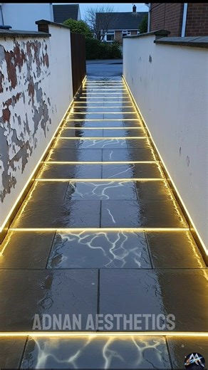 How they turned neglected backyard entry into luxury glossy design #tilefloor #beforeafter #asmr