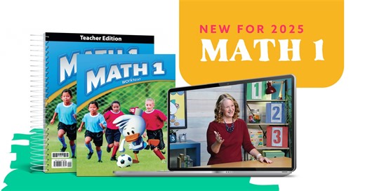 New in 2025! Math 1 builds foundational number sense, enabling your child to apply mathematical concepts to real-world problems. This course covers addition, subtraction, time-telling, and measurement, with lessons that reinforce prior knowledge. The program provides clear instruction, fosters a love of learning, and encourages the application of biblical themes to math. The video course will be available starting May 1, 2025. #BJUPressHomeschool | BJU Press Homeschool