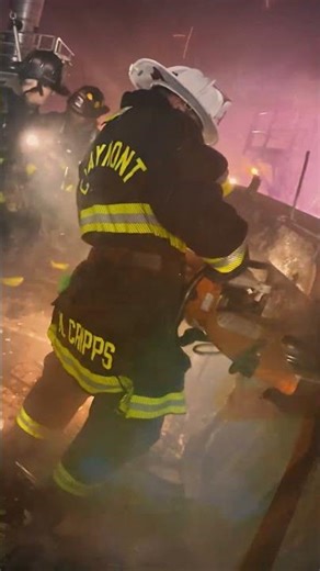 Engine & Tower 13 operator on a 2 alarm commercial fire. #claymontfire #lucky13 #firefighter