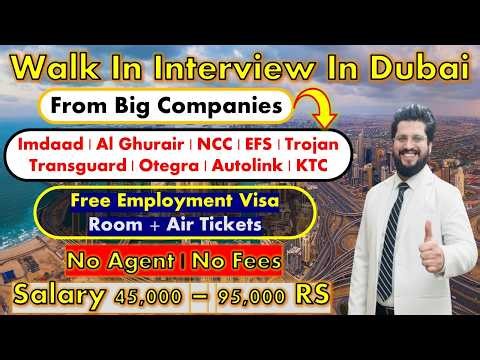 Walk In Interview In Dubai From Top Companies With Free Visa + Room 2026 | Dubai Walk In Interview