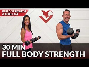 30 Min Full Body Strength Workout at Home with Dumbbells - No Repeat Weight Training for Women & Men