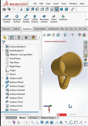 Surface Modeling Basics | SolidWorks Shortsolidworks tutorial for mechanical engineering