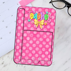 Teacher Dots Sticky Note Holder: Bow Design Desk Organizer - Etsy