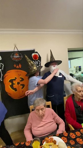 Such fun mummifying our senior staff😂🎃👻💀❤️ | Leahyrst Care Home