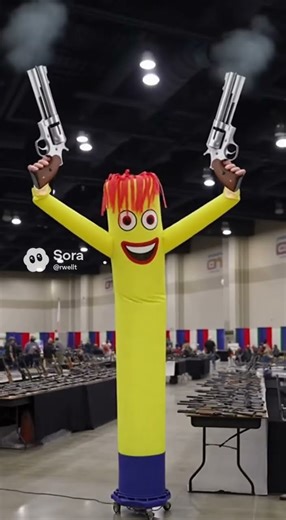 Wacky Inflatable Tube Man Attends a Gun Show