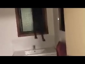 Pup gets stuck in window while trying to escape from the house