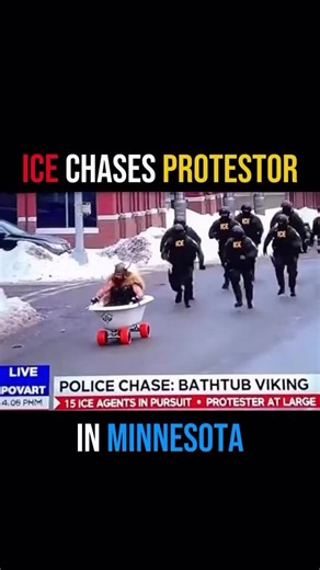 ICE Chases Protestor in Minnesota 😂🛁🏃‍♂️ (Bathtub Viking Escape) #Viral #Funny #Comedy #Meme #minnesota