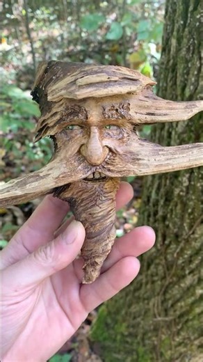 Wood Carving of a Face #woodcarving #woodart