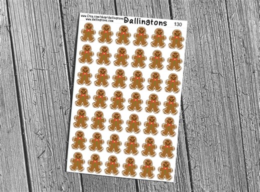 Gingerbread Men (#130) - Stickers for Books, Scrapbooks, Planners, Cards, Journals and Everything Else! - Etsy
