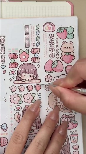 Kawaii Stickers Journal with me 🍓#asmrsounds #kawaiijournal #kawaiiasmr #aesthetic #journaling