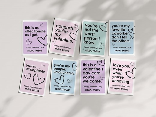 Sarcastic Valentine’s Day Cards | Printable Funny Valentine Cards for Friends, Coworkers & Couples - Etsy