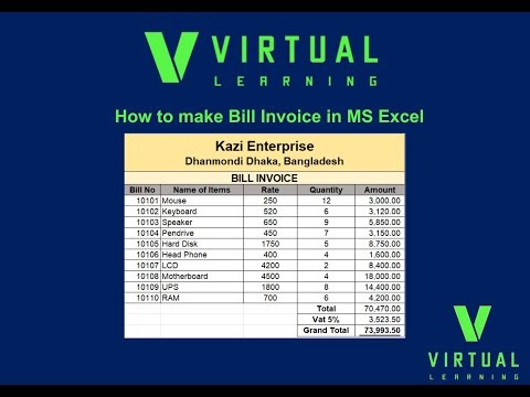 How to make Bill Invoice in MS Excel