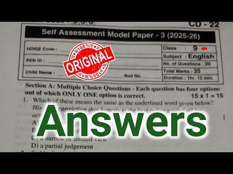 💯Ap 9th English self assessment model paper 3 and answers 2026|9th class Fa3 English answer key