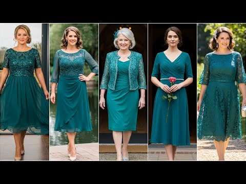 Tea Length Mother of The Bride Dresses in Teal Color - Formal Outfits for Wedding 2025