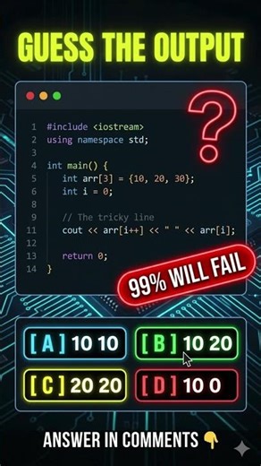 The Ultimate Array Indexing Trap in C++! 🛑 Guess The Output #programming #quiz