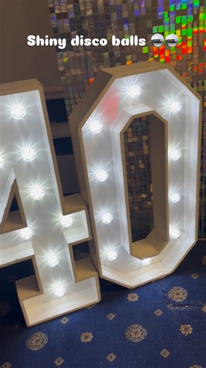Time To Play Party Rentals on Instagram: "Shiny disco balls for Paul’s 40th with our shimmer wall numbers and disco balls 🪩🪩🥳 #partyhirestockport #shimmerwallbackdrop #shimmerwallhire #shimmerwallmanchester #lednumbersmanchester"