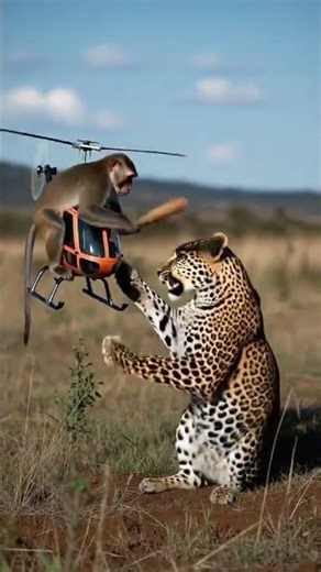This Monkey Drone Strike on Tiger is Insane! 🐒🚁🐯 #monkey v #tiger #animalspranks #funnyanimal