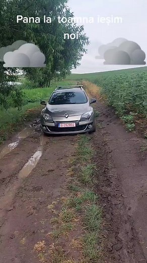 Cars Stuck in Mud: Gray Hatchback vs White SUV