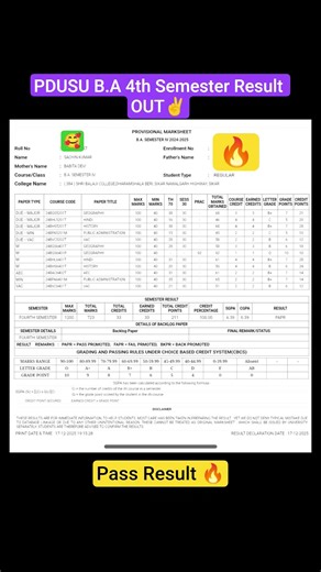 PDUSU B.A 4TH SEMESTER RESULT 2025 KAISE DEKHE / PDUSU 2ND 4TH SEMESTER RESULT / #PDUSUBA4THSEMESTER