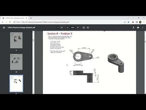 CSWA Section A problem 3, Solidworks exam practice for beginner 2022