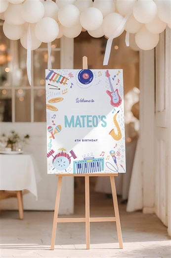 Editable Music Instrument Birthday Party Welcome Sign, Custom Sign, Musical Themed, Digital Template, Party Decor, Printable 208 - Etsy