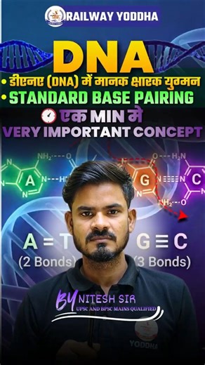 STANDARD BASE PARING IN DNA🔥⏱️1 MIN मे🔥🔥#rrbgroupd #ntpc #railwayntpc2025