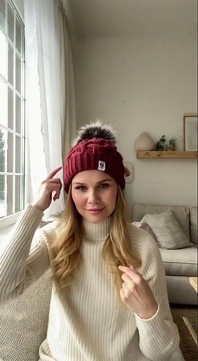 Nirvanna Designs Boheme Cable Hand-Knit Wool Beanie with Faux Fur Pom