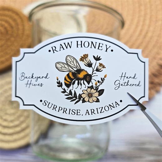 Custom Vintage Raw Honey Labels || Personalized Homestead Stickers || Retro Farmhouse Style Label || Water & Oil Resistant || L004 - Etsy