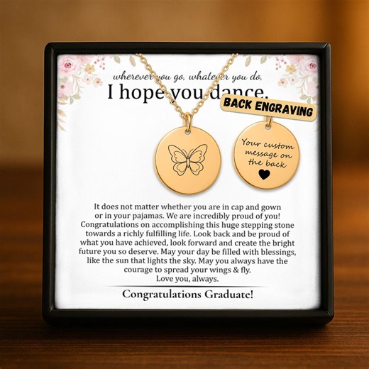 Graduation Necklace for Her – Personalized Butterfly Keepsake Necklace to Inspire on Graduation Day With Message Card - Etsy