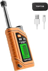 TopTes PT760 Rechargeable Natural Gas Detector, Gas Leak Detector with 12-inch Extendable Probe,%LEL Propane Leak Detection with Built-in Flashlight for Methane, Butane and More for Home, RV
